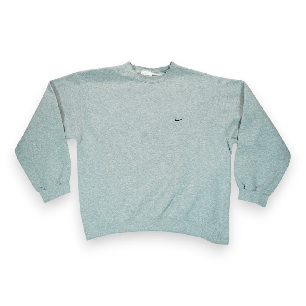 Vintage 90s Nike Sweatshirt Gray‎ Large Crewneck Swoosh USA Made Rare !!
